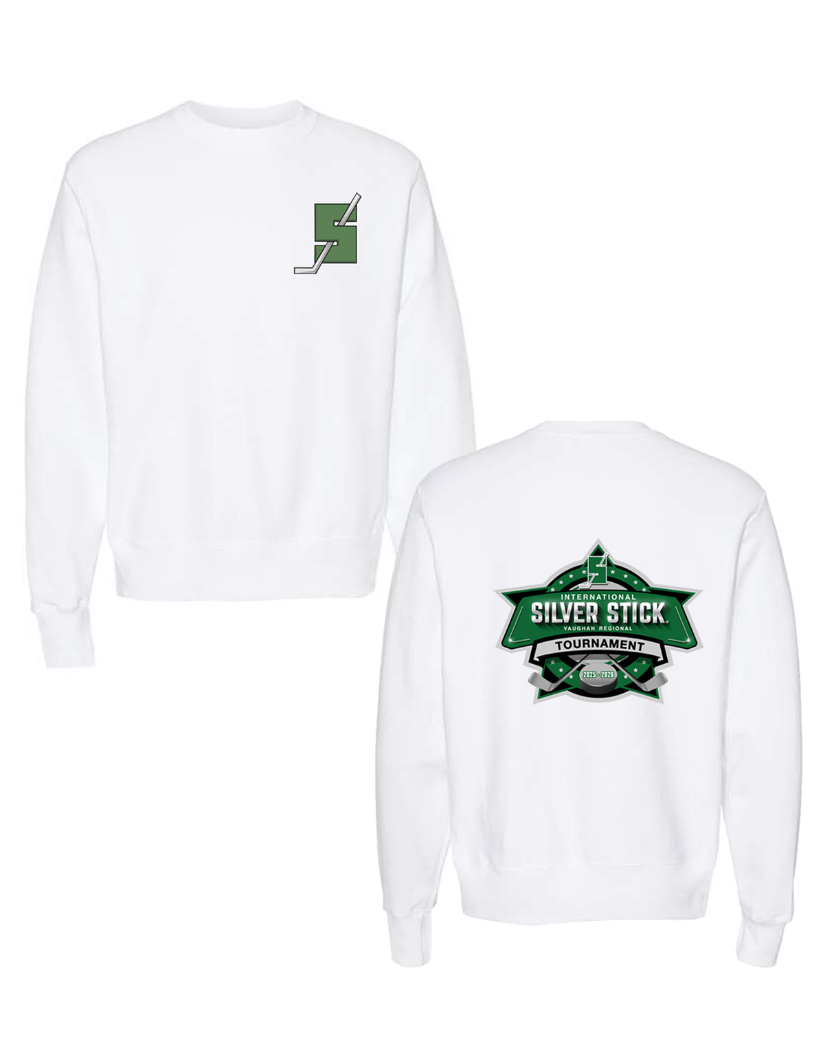Silver Stick 2025 Tournament S Logo Chest Crest Tournament Logo Back Print Champion Unisex Reverse Weave Crewneck Sweatshirt