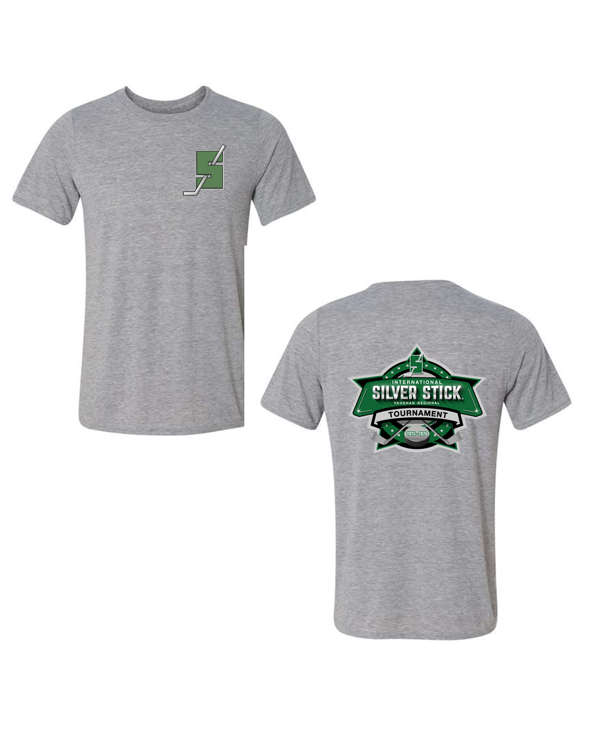 Silver Stick 2025 Tournament S Logo Chest Crest Tournament Logo Back Print Gildan Unisex Performance T Shirt
