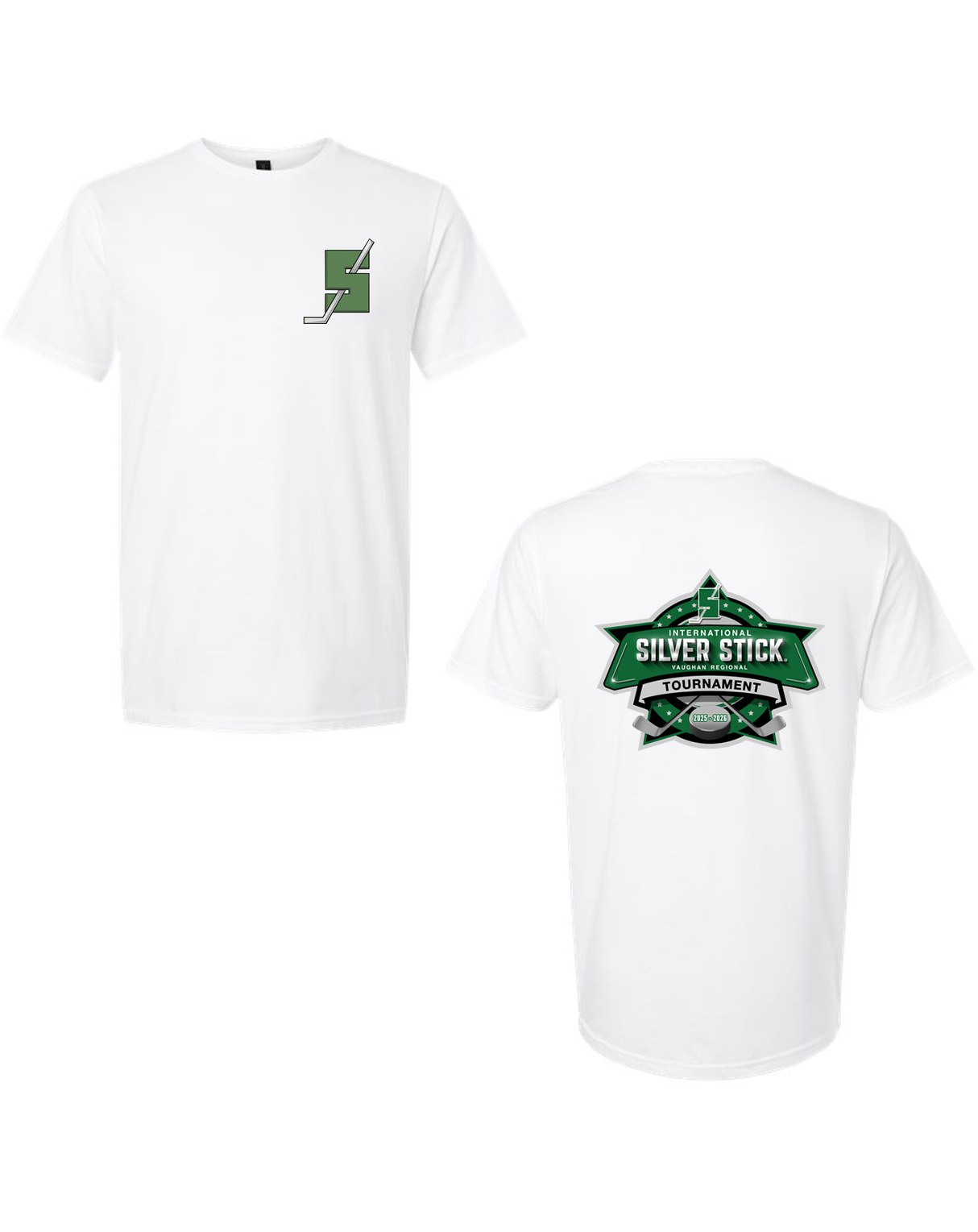 Silver Stick 2025 Tournament S Logo Chest Crest Tournament Logo Back Print Unisex Gildan Softstyle T Shirt