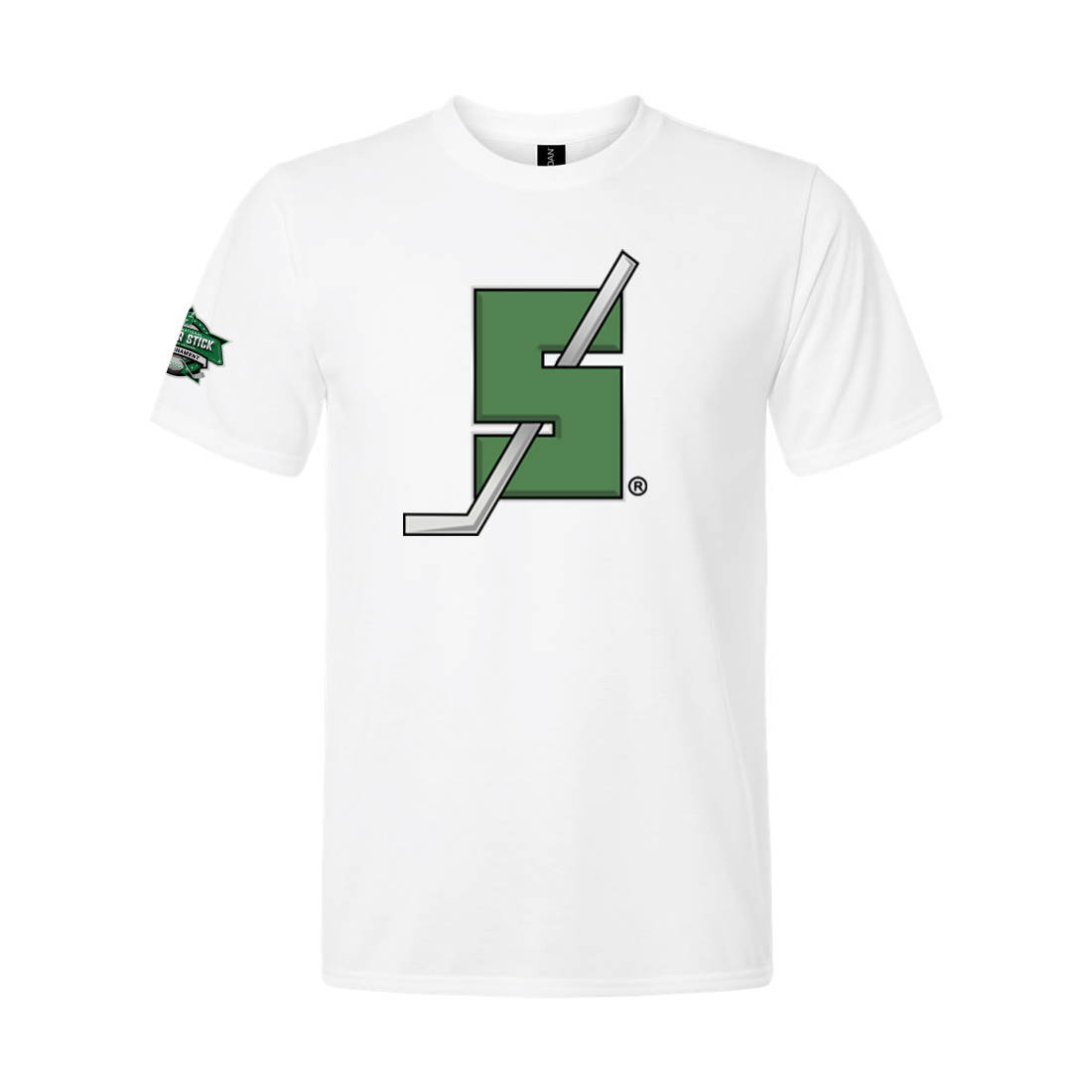 Silver Stick Front 2025 Tournament Logo Right Sleeve Gildan Unisex Performance T Shirt