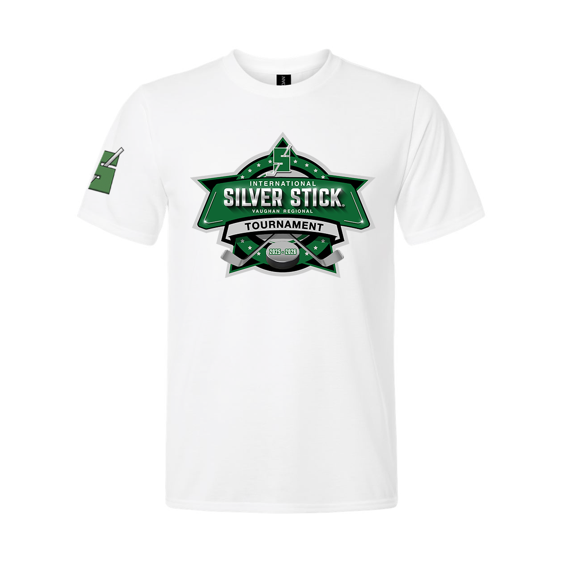 Silver Stick 2025 Tournament Logo Right Sleeve S Logo Gildan Unisex Performance T Shirt