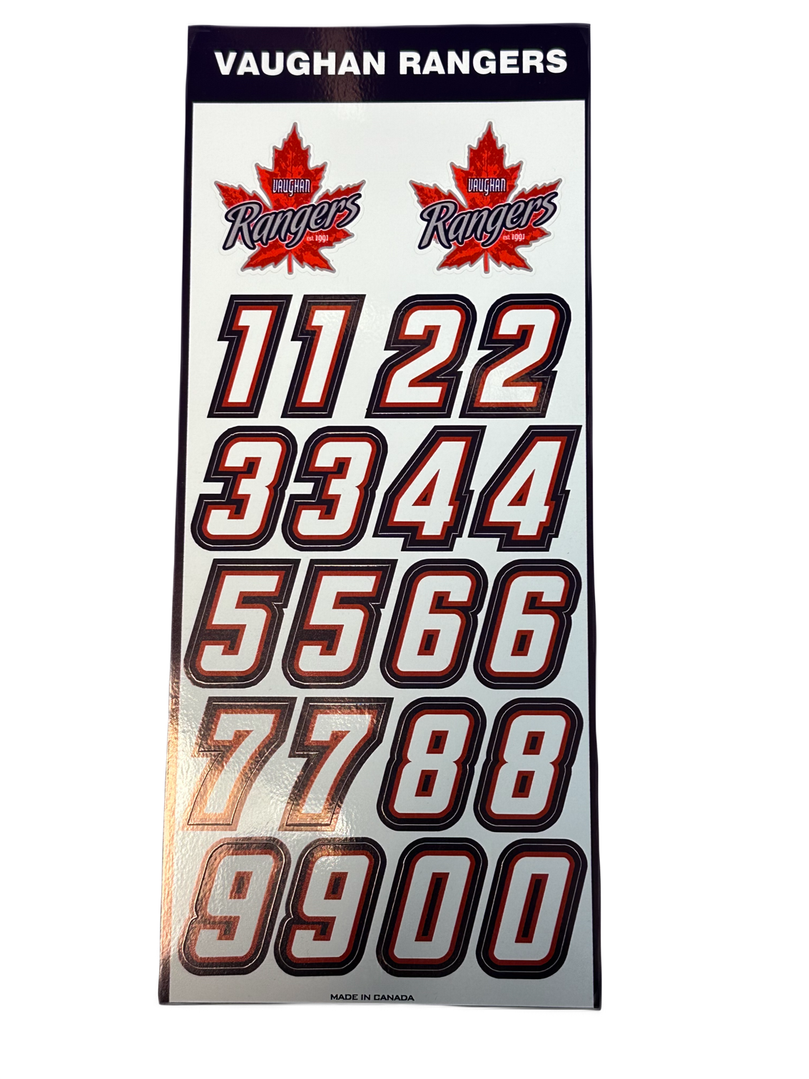 Vaughan Rangers Helmet Sticker Sheet