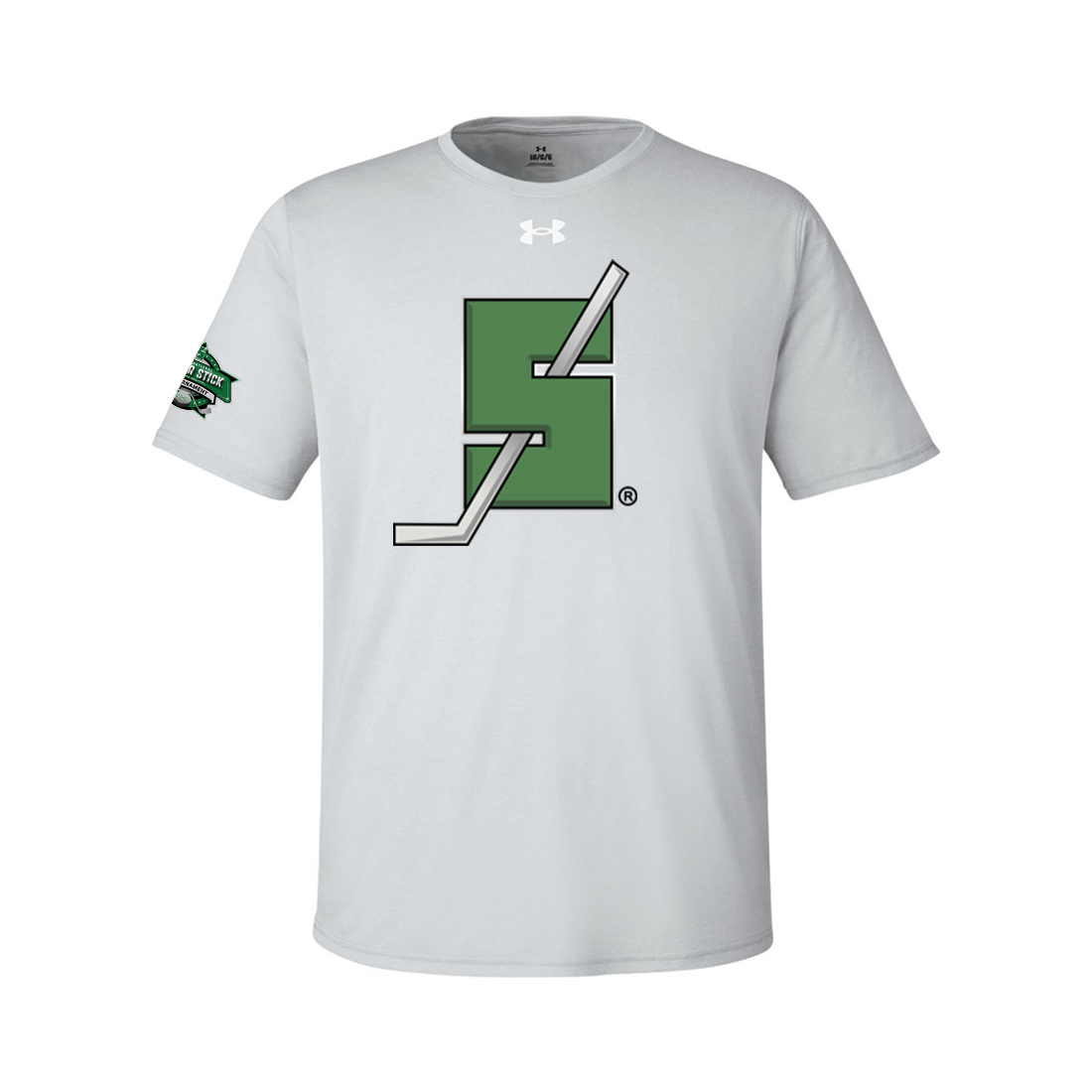 Silver Stick Front 2025 Tournament Logo Right Sleeve Under Armour Men's Team Tech T Shirt