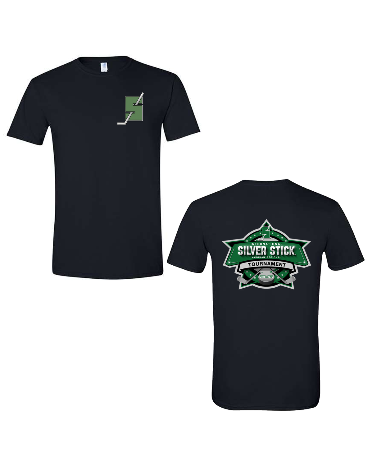 Silverstick 2025 Tournament S Logo Chest Crest Tournament Logo Back Print Unisex Gildan Softstyle T Shirt