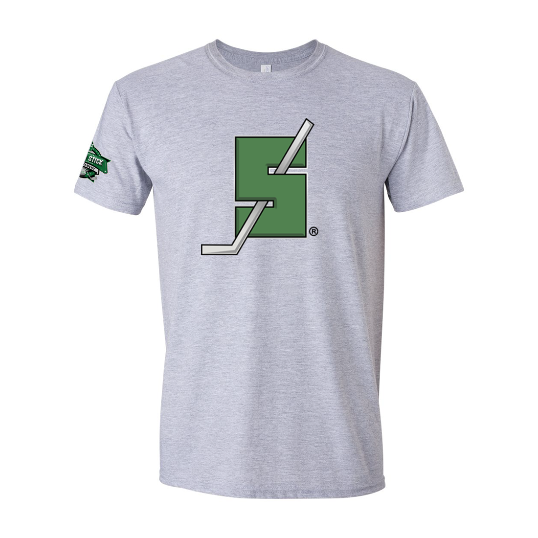 Silver Stick Front 2025 Tournament Logo Right Sleeve Unisex Gildan Softstyle T Shirt